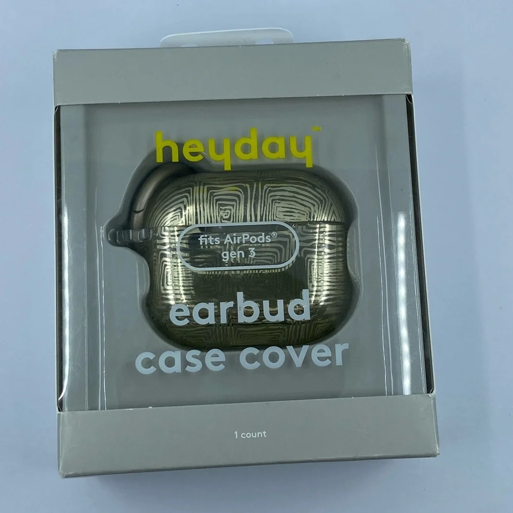 Heyday Earbud Case Covers for AirpodsGen3 w/ Ring Clip, Gold design NWT